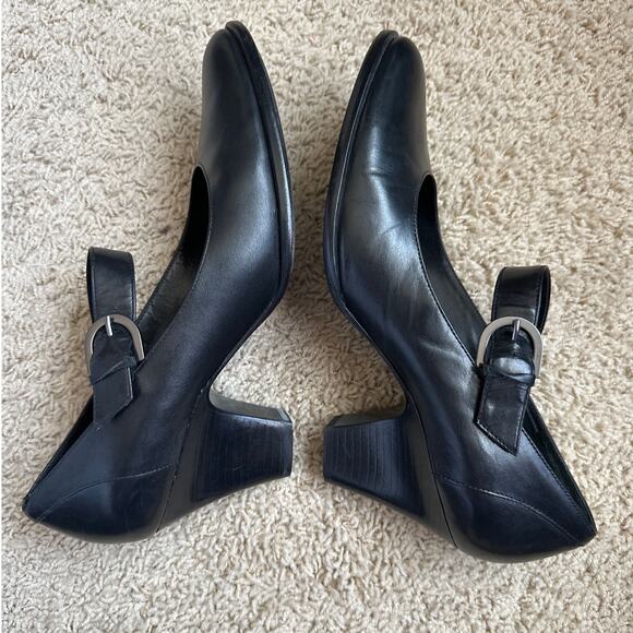 Via Spiga Black Leather Mary Jane Block Heel‎ Shoes Women 9.5 - Picture 4 of 9